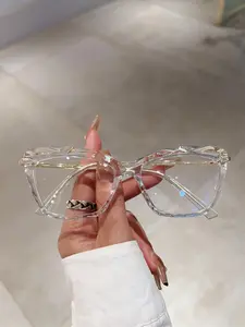 Clear Cat Eye Frame Eyeglasses, Transparent Lens Glasses, Fashion Eyeglasses for Women & Girls, Fashion Eyeglasses for Work, Daily Clothing Decor, Perfect for Student Daily Use