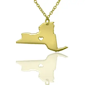 New York State Necklace, US Map Necklace Stainless Steel Trend Jewelry, New Fashion Trend