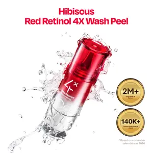 Celladix Hibiscus Red Retinol 4X Wash Peel, Rinse-Off Retinol Peeling Cleanser for Dark spots, Wrinkles & Pore Care, 0.50 fl.oz. / 15ml