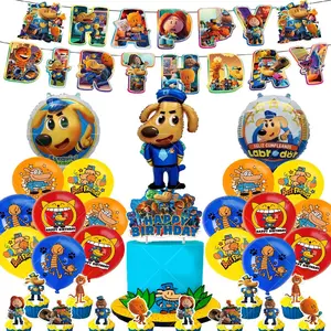 Dog Man Theme Party Cute Cartoon Animals Pet Happy Birthday Party Decor Set Latex Balloon Paw Dogman Cake Topper Banner Flag Toy
