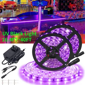 16.4/20/32.8/40FT Black LED Strip Kit, 60LEDs/M, 12 Flexible Black Light Fixture, Not Waterproof, Suitable for Glow Party, Indoor Birthday, Body Paint, Halloween Easy To Install Touchable Cut Along The Cutting Marks Copper Plate neon signs
