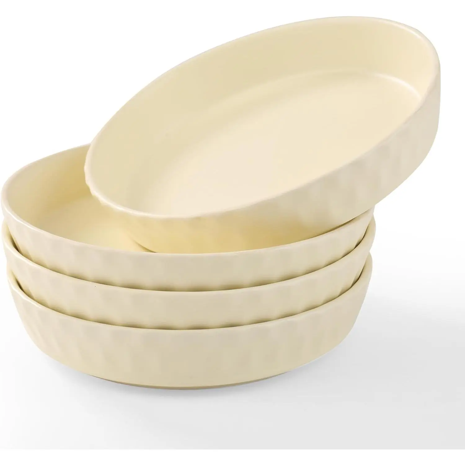 Dinner Plates Set of 4,8 Inch Ceramic Plates With High Rim for Pasta,Salad,Steak and Main Course,Microwave,Oven,and Dishwasher Safe-Apricot
