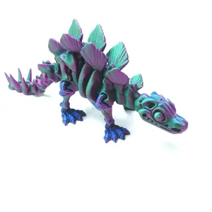 3D printed skeleton sword dragon model toys, flexible joint animal doll statues, home and office desk decorations, holiday surprise gifts