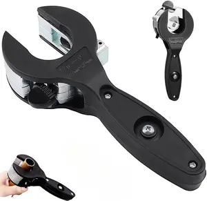 Ratcheting Tubing Cutter Heavy Duty Adjustable Pipe Cutting Tool with Replaceable Alloy Steel Blade for Copper Aluminum Iron Stainless Steel Conduit Plumbing HVAC Work (Black, 5/16" to 1-1/8")