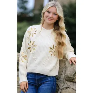 Flower knit sweater