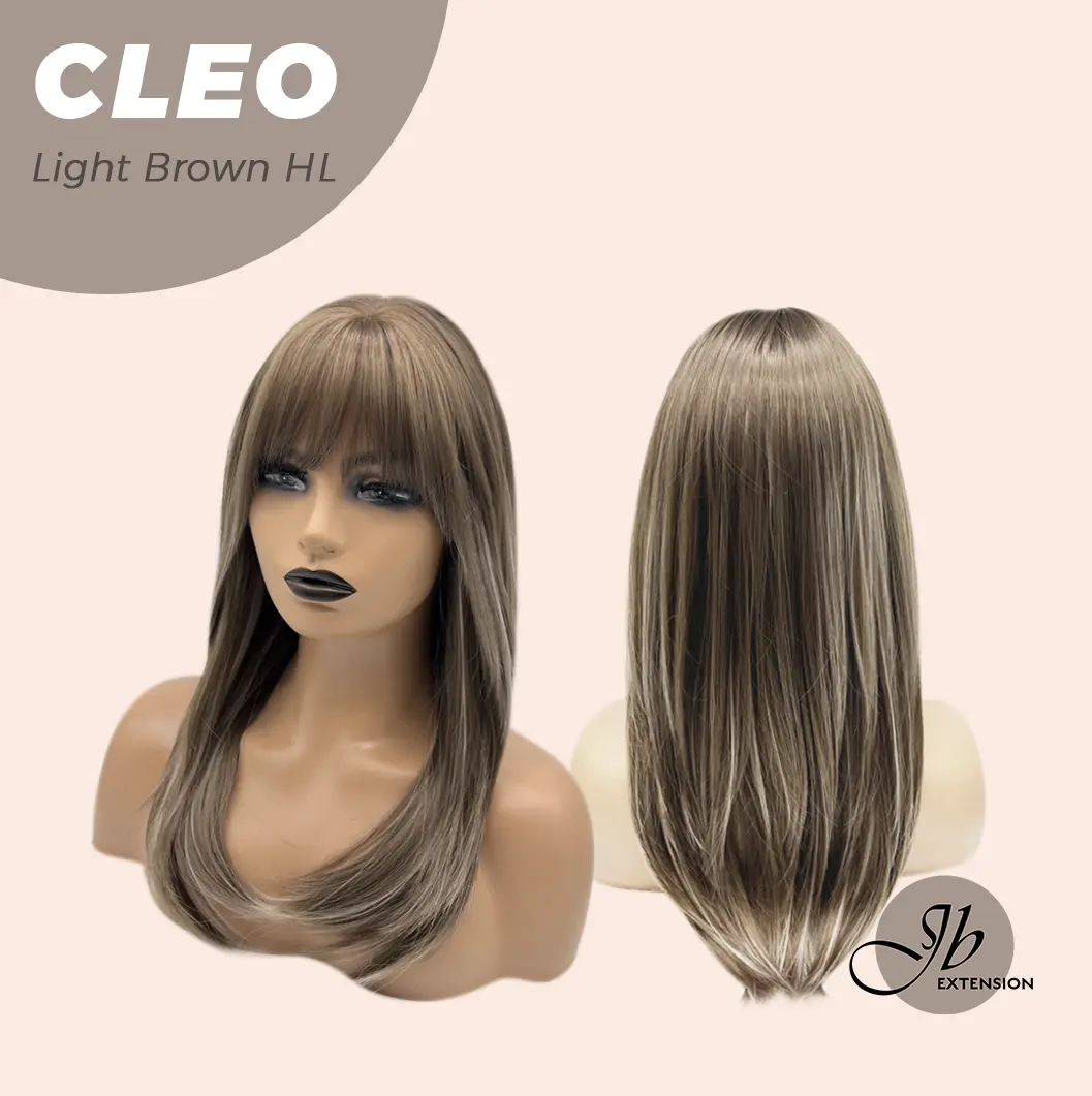 JBEXTENSION 20 Inches Light Brown Highlight Wig with Bangs CLEO