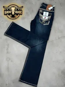 AM-2340 Western Cowboy Jeans Boot Cut Straight Fit / Pantalon Vaquero para Hombre corte para Bota