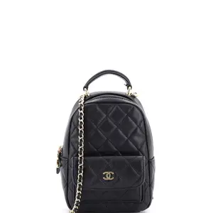 Pre-owned CHANEL Leather Backpacks Classic CC Chain Pocket Backpack Quilted Caviar Mini by Rebag