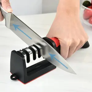 4-Stage Professional Knife Sharpener, Knife Sharpening Tool with Tungsten, Diamond & Ceramic Sharpening Stones, Sharpener Tool for Kitchen and Outdoor Use, Kitchenware