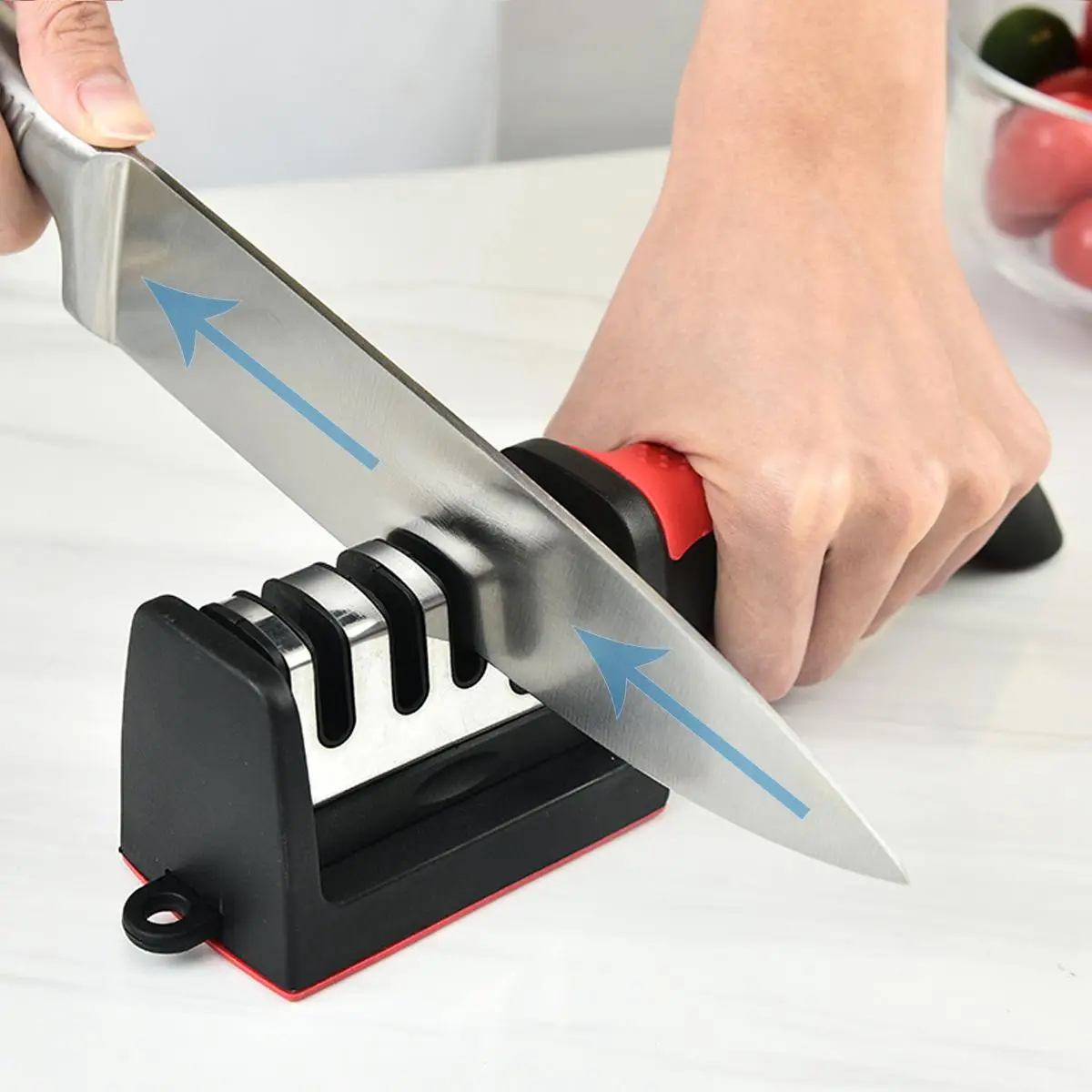 4-stage Professional Knife Sharpener, Knife Sharpening Tool with Tungsten, Diamond & Ceramic Sharpening Stones, Sharpener Tool for Kitchen and Outdoor