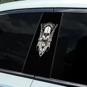 2 Pieces/Set Skull Head Design - Vinyl Car Sticker, Car Decals, Premium Skull Stickers - DIY Art Protective Cover, Suitable for Car B Pillar - Easy to Paste and Durable Design Suitable for Cars