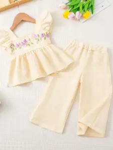 Girls Summer Set with Soft Comfortable Fabric, Fresh Floral Pattern, Sweet Casual Design for Outdoor Play and Daily Wear, Floral Print Set