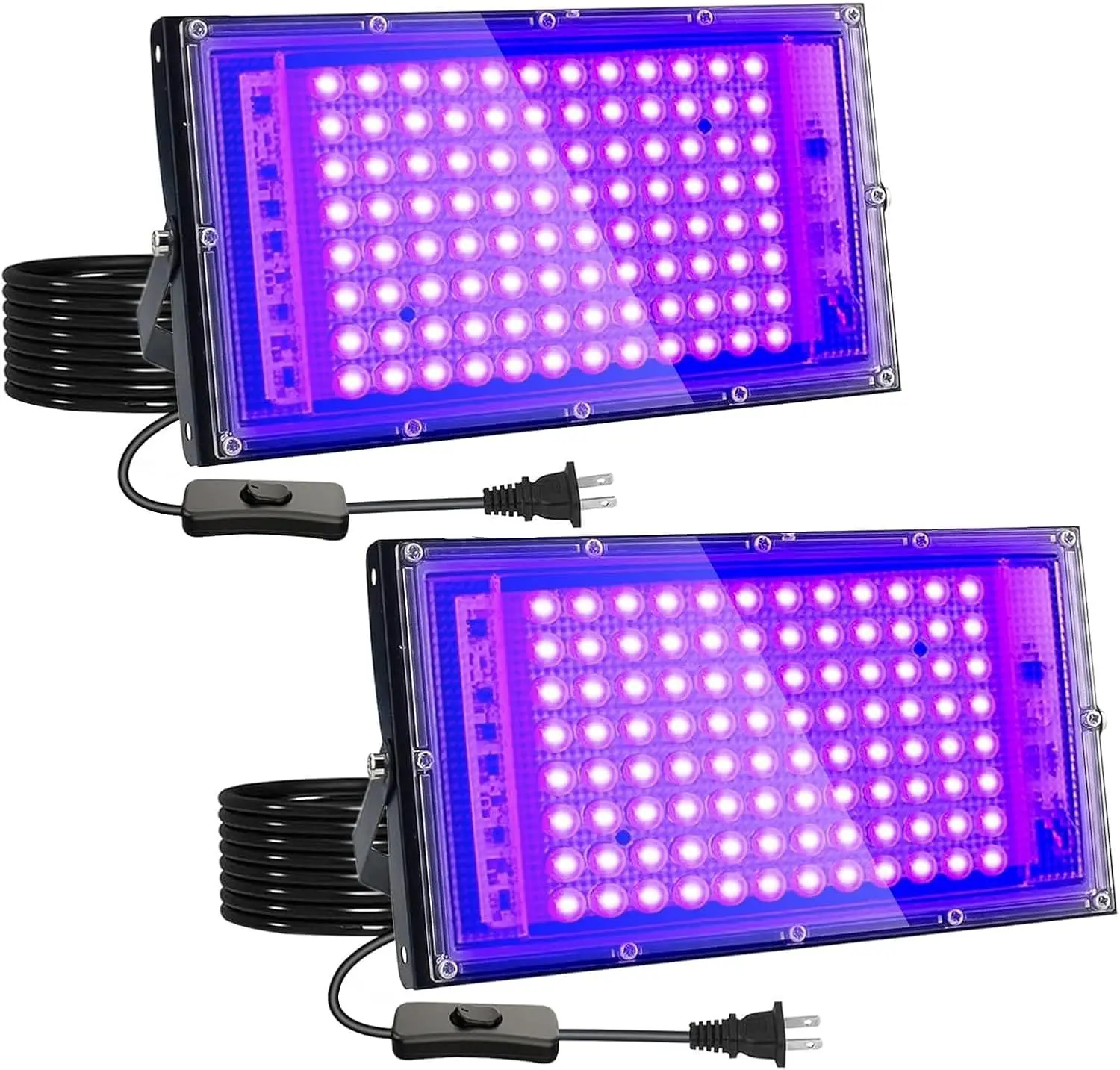 UV Black LED Lights, 100W Power, IP65 Waterproof, Lightweight, 120° Ultra-High Reflectivity, 395-400 nm, 1.5m Length, Home Improvement Lights for Halloween Party Decor, Fluorescence Activation, Body Painting