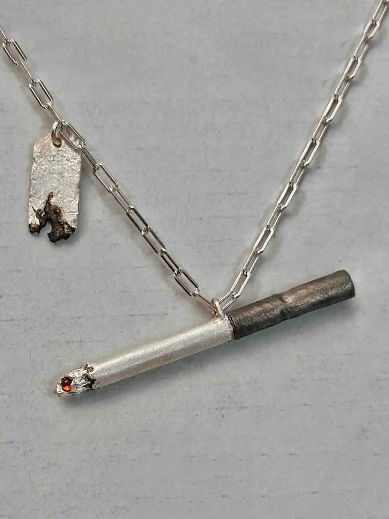 Hip-Hop Style Cigarette Design Necklace, Zinc Alloy Chain, Unisex Fashion Jewelry, Unique Party Accessory, Streetwear Trendy Pendant, Punk Style Necklace