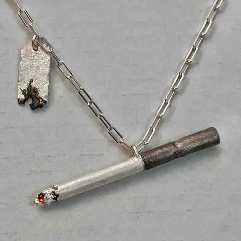 Hip-Hop Style Cigarette Design Necklace, Zinc Alloy Chain, Unisex Fashion Jewelry, Unique Party Accessory, Streetwear Trendy Pendant, Punk Style Necklace, Punk Style Accessories, Necklace Gift