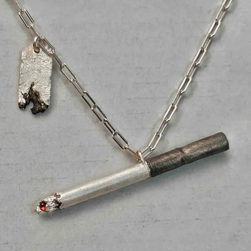 Hip-Hop Style Cigarette Design Necklace, Zinc Alloy Chain, Unisex Fashion Jewelry, Unique Party Accessory, Streetwear Trendy Pendant, Punk Style Necklace, Punk Style Accessories, Necklace Gift