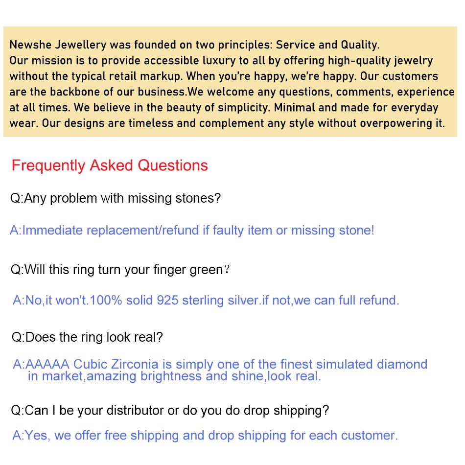 Newshe Wedding Rings for Her AAAAA Cubic Zircon Women's Bridal Sets 925 Sterling Silver Emerald Cut Engagement Ring Size 5-10