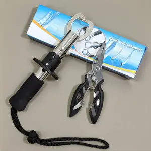 Stainless Steel Fishing Gripper with Storage Bag, Fishing Plier with Lanyard & Bottle Opener, Fishing Tool for Outdoor, Fishing Accessories Kit