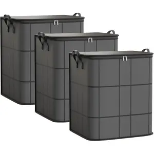 3 Pack Large Clothes Storage Bags, Closet Organizers Storage Containers, Collapsible Storage Bins with Reinforced Handles, Sturdy Zippers, for Clothing, Blanket, Comforters