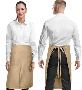 Half Bistro Apron - Long, Front Slit, 2 Pockets - Server, Waiter, Waitress, Chef, Restaurant, Gift