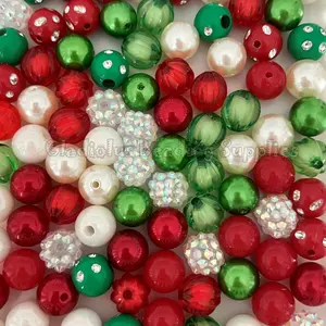 100 Qty 12mm Beads, Christmas Set Beads Craft, Acrylic Beads, Chunky Bubblegum Beads, Round beads, Gumball Beads, Beading Supplies big beads