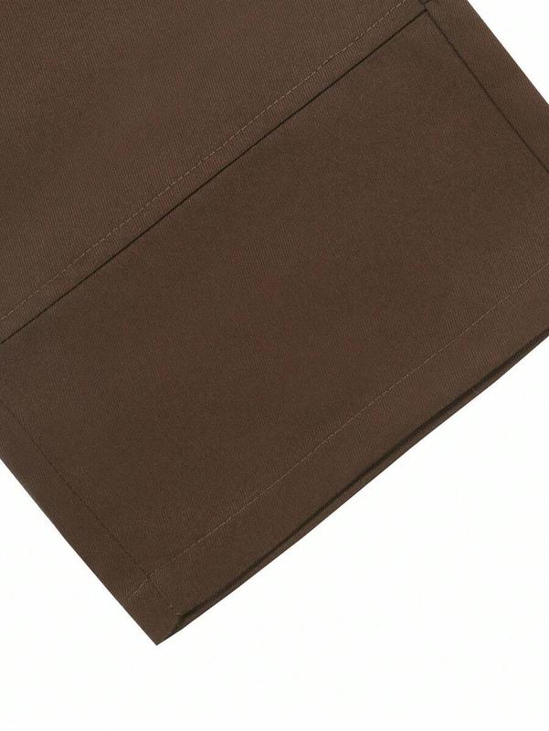 Manfinity Hypemode Men's Coffee Brown Bib Overalls with Patch Design Oversized Fit Casual Fashion Shortsleeve Straps Regular Fit Menswear Plain Fabric Cropped Natural