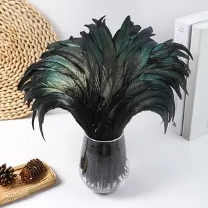 100 Pieces of Handcrafted Rooster Tail Feathers — 10–12 Inches (25–30 Cm) — Ideal for Hats, Clothing Embellishment, Crafts, and DIY Wedding/Party Decorations. Suitable for Carnival, Christmas, Halloween, Thanksgiving, New Year's, and Valentine's Day.