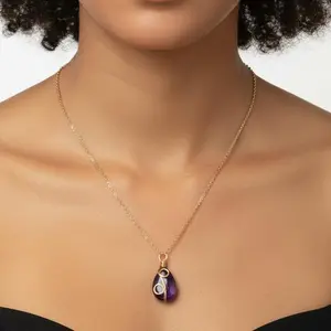 Natural Gemstone Teardrop Necklace / Collar de Lágrima de Piedra Natural - Stainless Steel Chain - Choose Your Stone - Handcrafted Pendant Jewelry Acrylic Beaded Choker