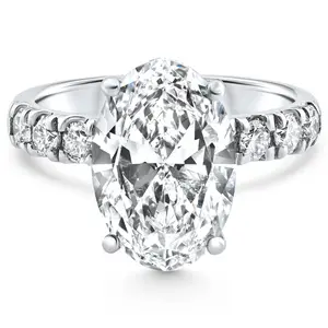 Certified 5.28Ct Oval Diamond Side Halo Engagement Ring 14k White Gold Lab Grown