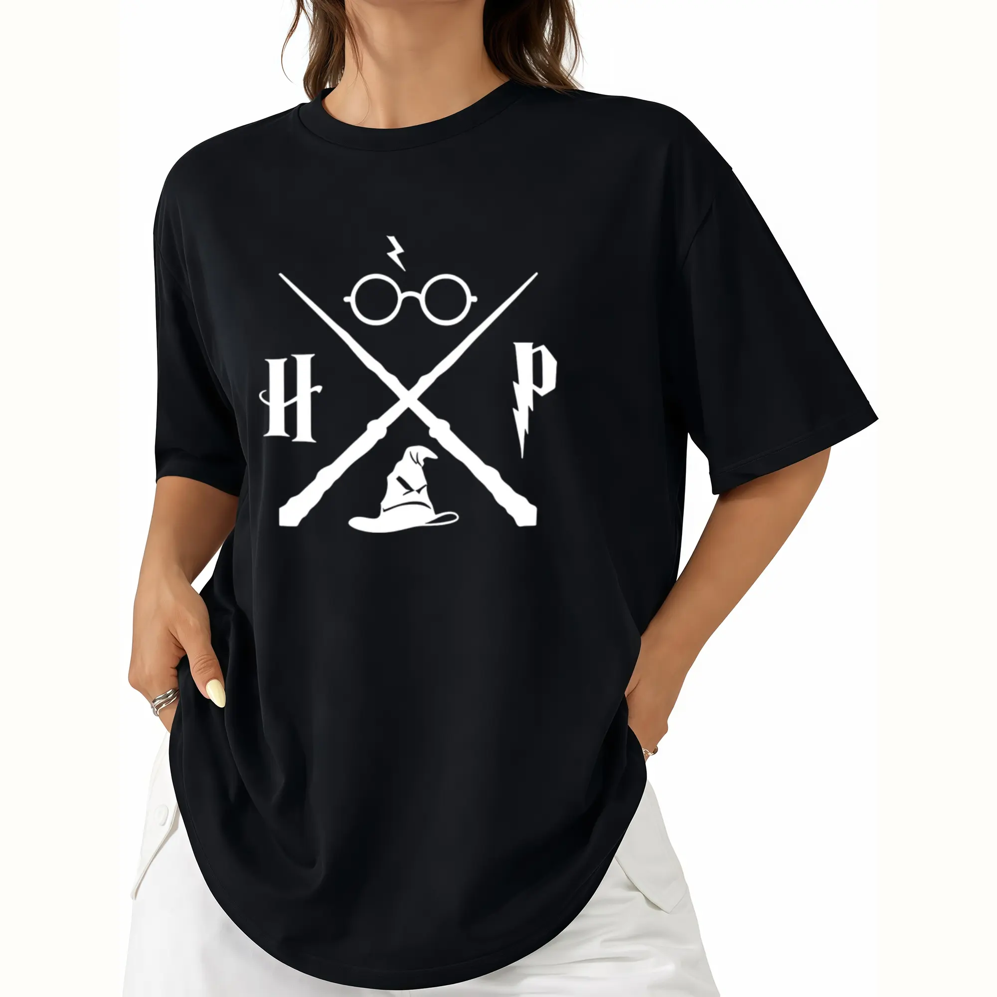 Wizard Hat Shirt Wizard Wand T Shirt HP Shirt Gift Short Sleeve Graphic T Shirts Magic School T-shirt Summer Fashion Tees