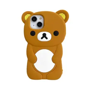 Cute Rilakkuma Bear Phone Case For iPhone 17 16 15 14 13 12 11 Pro Max Plus Cartoon Soft Silicone Back Cover