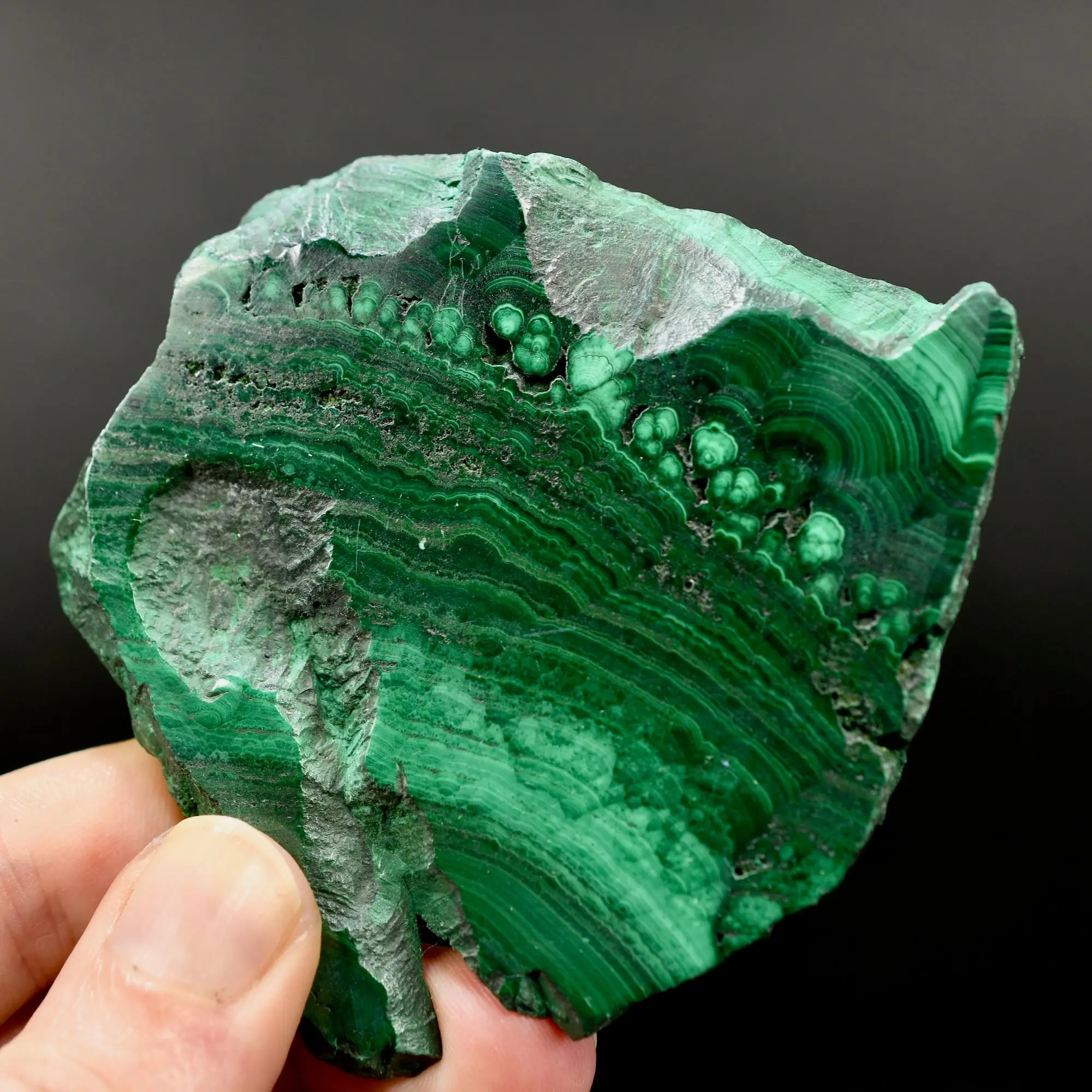 3.3in 110g Natural AAA Malachite Crystal Slab, Congo m5