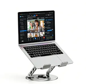 Laptop Stand for Desk, Adjustable Computer Stand with 360° Rotating Base, Ergonomic Laptop Riser for Collaborative Work, Foldable & Portable Laptop Stand, fits for All 10-16" Laptops , Home Essential & Small Gift