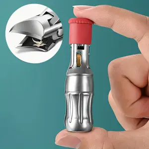 1/2pcs Cola-shaped Nail Clippers, Powder Casting Stainless Steel, Slant Cut, Large Opening, Anti-Splatter with Locking Clipper Set with Nail File