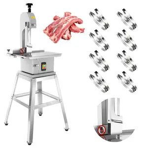 Meat Cutting Bandsaw Machine, 1500W Electric Bone Saw for Butchering with 19" x 14" Stainless Steel Workbench, 8 Saw Blades, 0.04-3.9" Cutting Thickness, Frozen Meat Cutter for Ribs tools gadgets Freestanding Utility