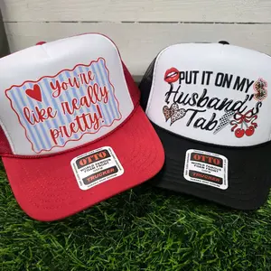 OTTO World Famous Foam Trucker Hat - You're Like Really Pretty & Put It On My Husband's Tab - Red & Black Caps