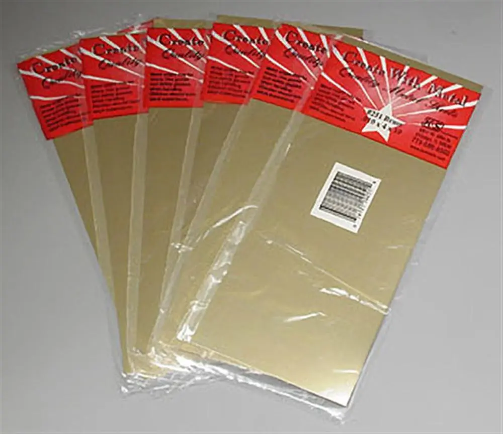 212 MAIN Solid Brass Quality Sheet Metal Refill Set (6 Sheets) - 0.01 in. Thin Gauge, Cut to Size, Individually Wrapped, 1005 Metal Center, Shape as Desired for Outdoor Sailing Water Sports