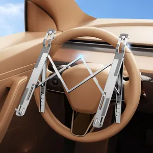 OATSBASF Car Laptop Mount Steering Wheel Tray Holder, Height Adjustable Car Desk for Laptop Computer Tablet, Foldable Portable Lap Laptop Stand for Car Vehicle Workstation Accessories Truck SUV Tesla