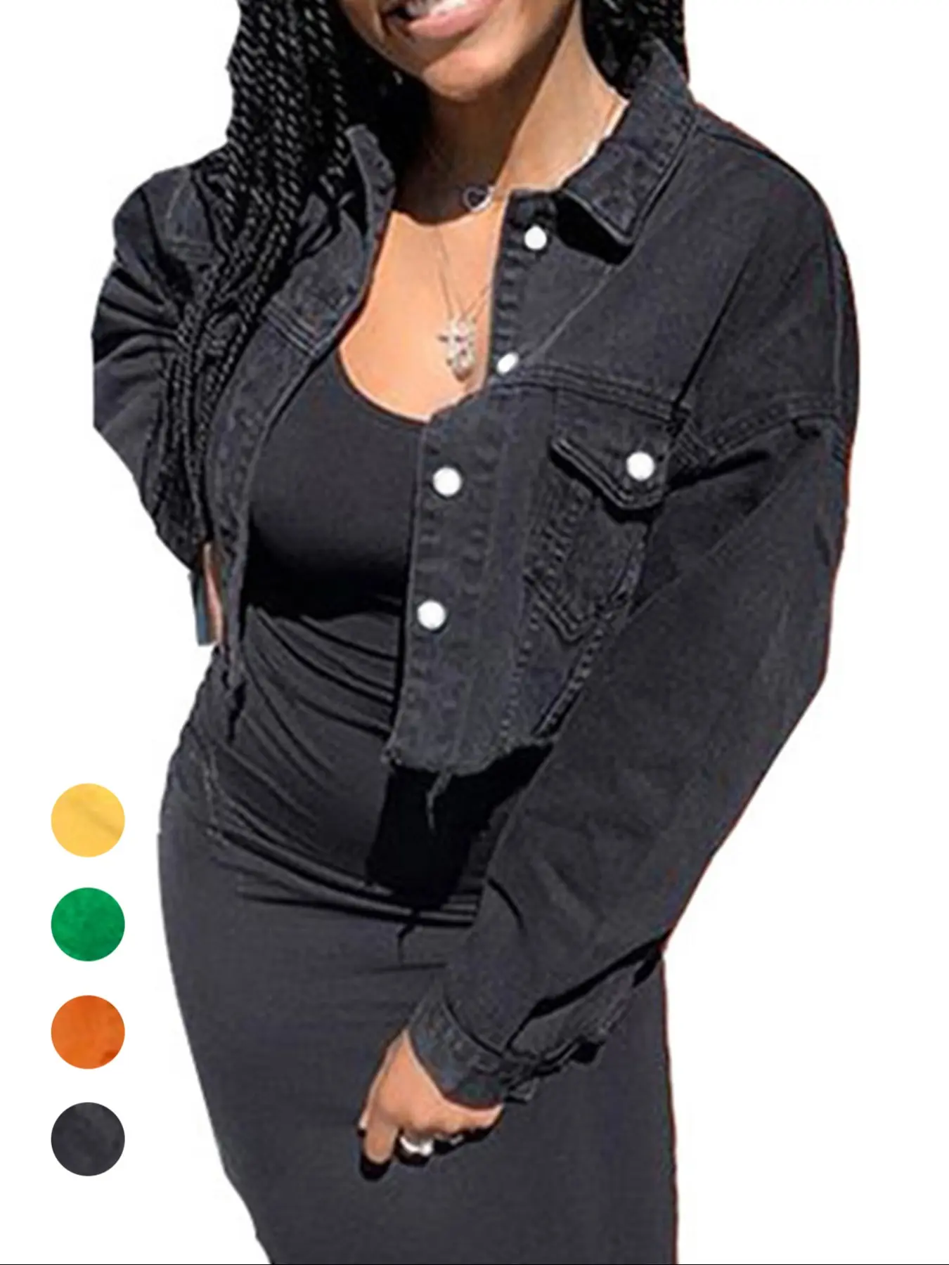 Women's Casual Vintage Short Cropped Jacket, Loose Fit Waist Show off Coat, Perfect Style Layering Piece for All Seasons