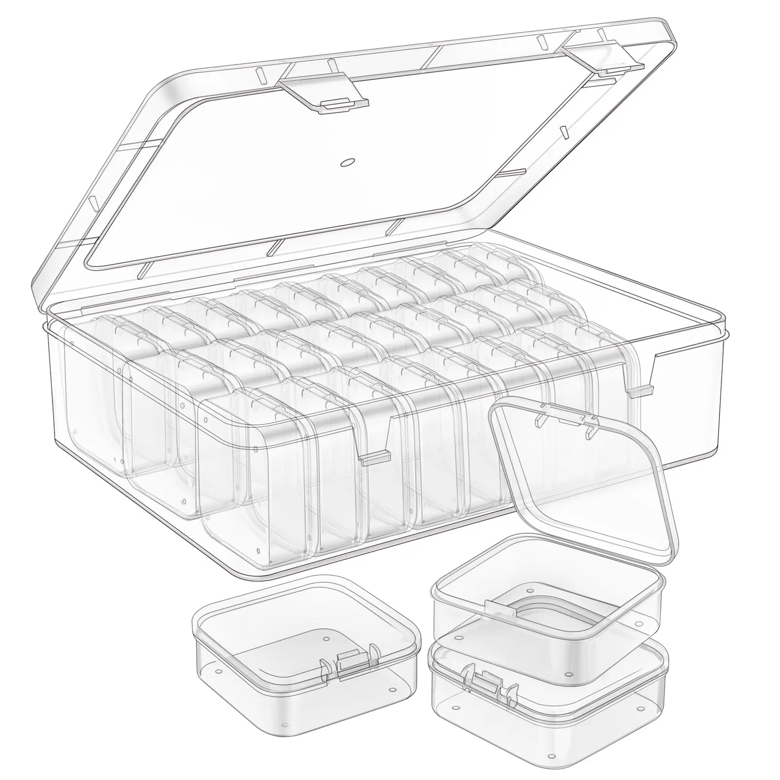 Clear Jewelry Storage Box - 30PCS Per Set, Multi-Functional Portable Organizer Box, Transparent Plastic Storage Box for Home Dormitory Bathroom Office