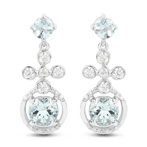 Aquamarine Dangle Earrings Sterling Silver