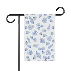 Slightly Subtle Coastal Shell Pattern Garden Banner on White, Outdoor Flag, Beach House Decor, Summer Home Accessories, Nautical Style