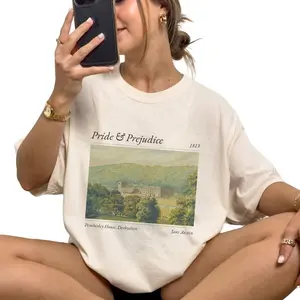 Pride and Prejudice Shirt, Pemberley House T-Shirt, Mr. Darcy and Elizabeth Bennet Tee, Jane Austen Aesthetic, Vintage Book Graphic Tee