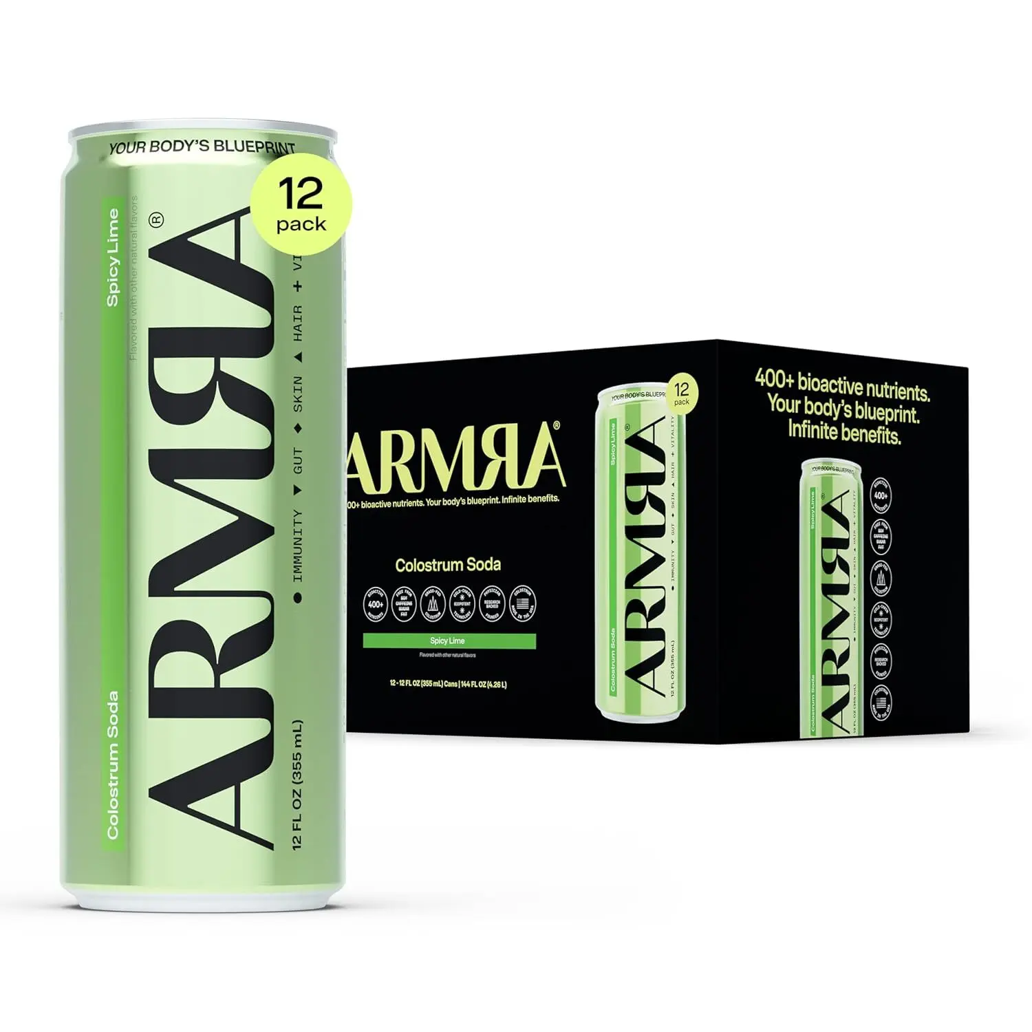 ARMRA Colostrum Soda Spicy Lime 12-Pack