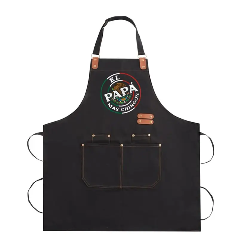 El Papa Más Chingon Men's Stylish BBQ Apron with Bottle Opener - Unique Design for Casual Outings & BBQ Gatherings - Perfect Gift for Dads & Boyfriends - Menswear Clothes