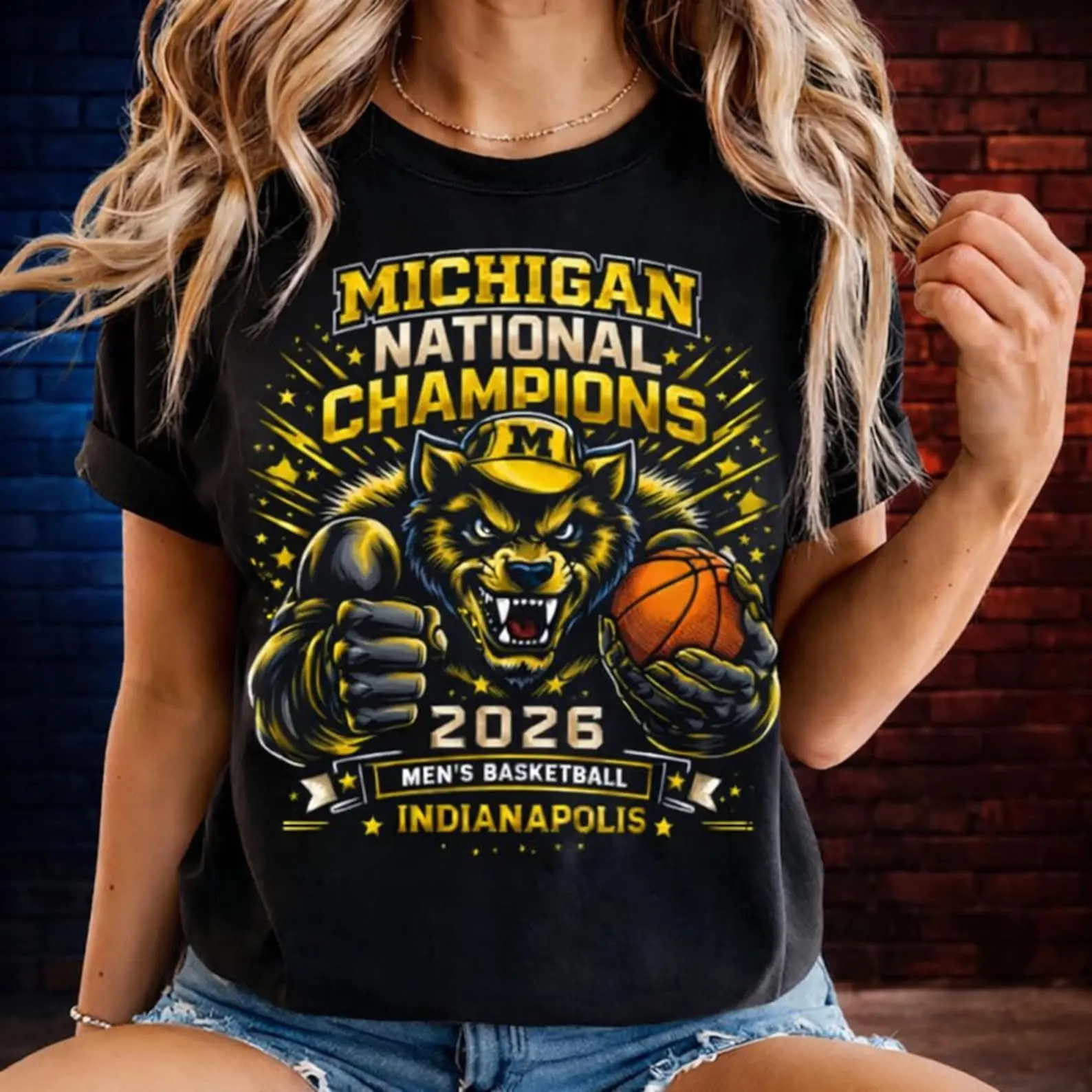 [Sale Up To 60%] Michigan National Champions 2026 Shirt, Wolverines Basketball Tee, Indianapolis Champs Graphic, College Hoops Fan Gift Unisex T-Shirt
