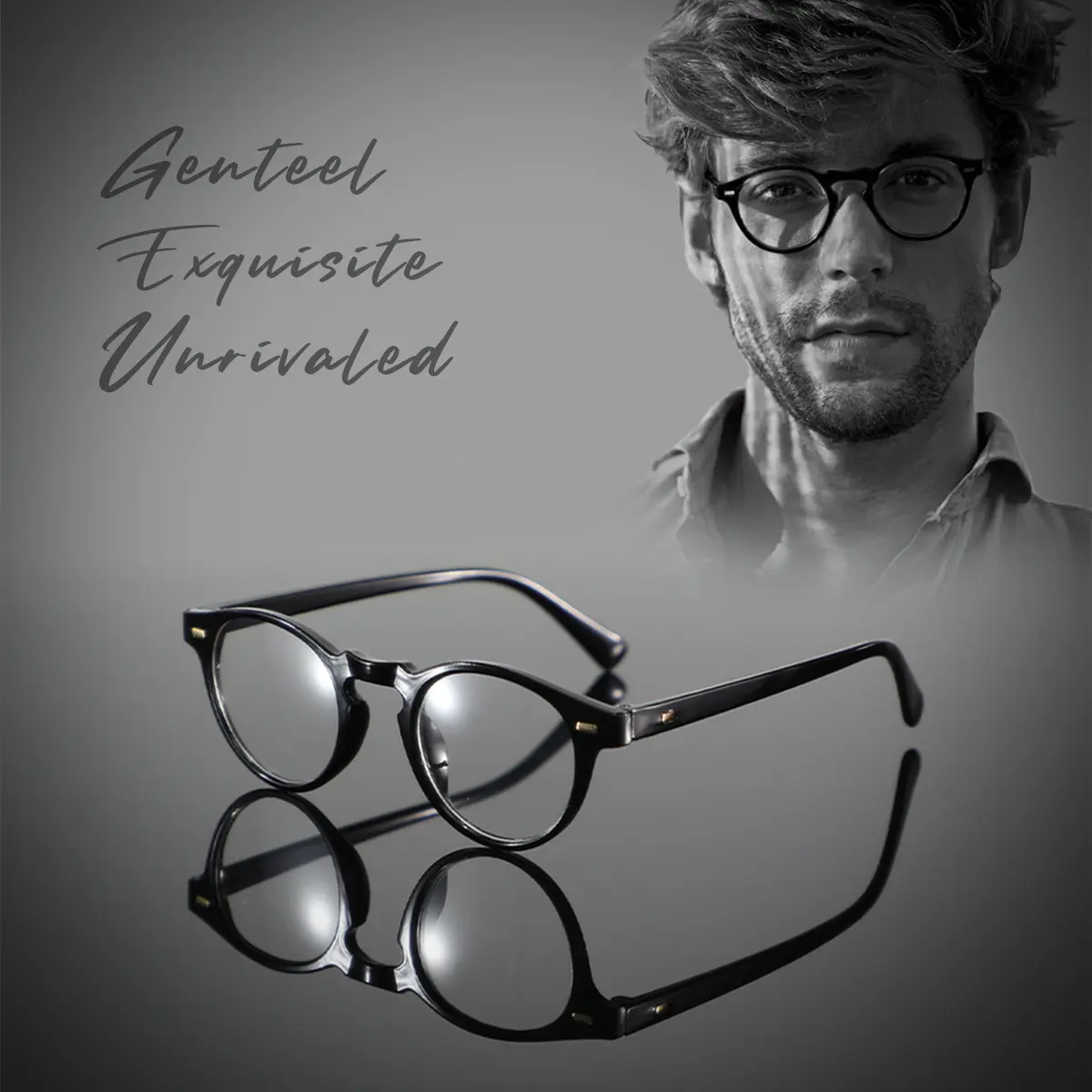 1 pair of men's plastic oval rice nails, European and American fashion, home, college, simple and fashionable, flat-top glasses suitable for daily commuting and campus use