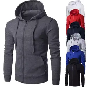 Men’s Autumn/Winter (H2) slim-fit hoodie sweatshirt jacket, long sleeves, zip-up, closed front