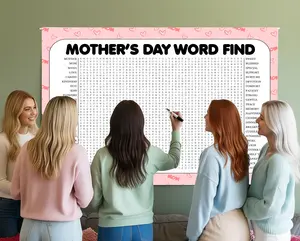 Mother's Day Word Search Game, Giant Crossword Puzzle, Large Word Find, Gathering Activity Poster