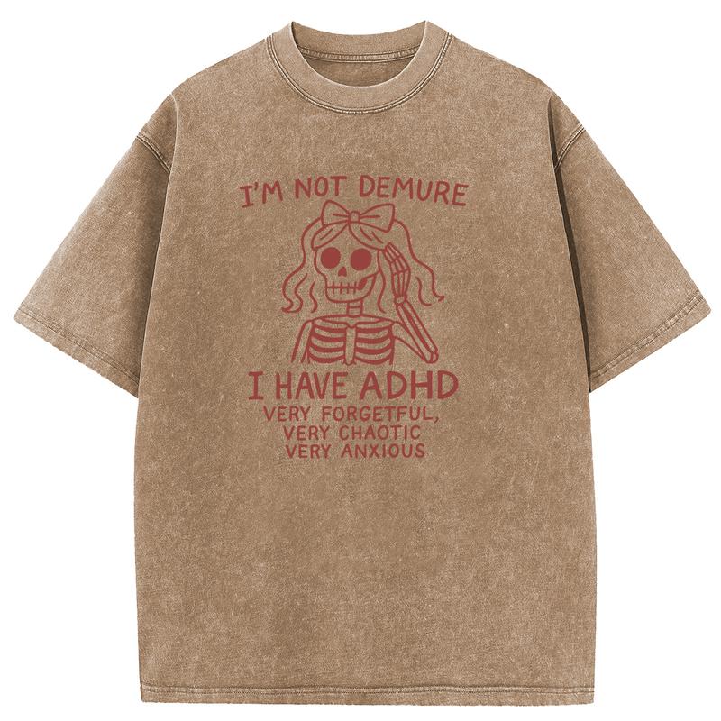 Holafish Acid Washed Shirt "The Skeleton Girl "Print Casual Graphic Tee Half Short Sleeves Crew Neck Summer Comfortable Cotton Top for Women - Fit bershka Everyday T-Shirt Womenswear Black Crewneck Shortsleeve Streetwear Tshirt